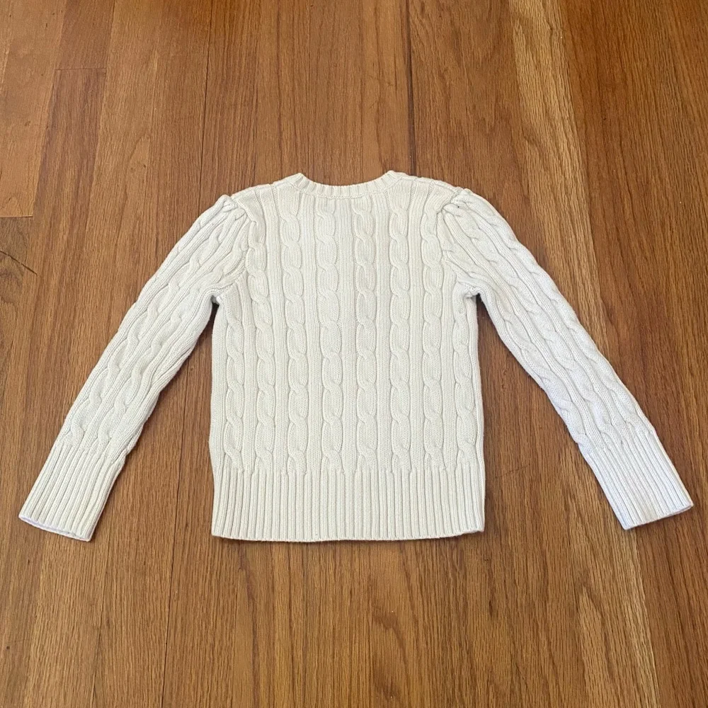 Ralph Lauren Ivory Cable Ruffle Knit Sweater